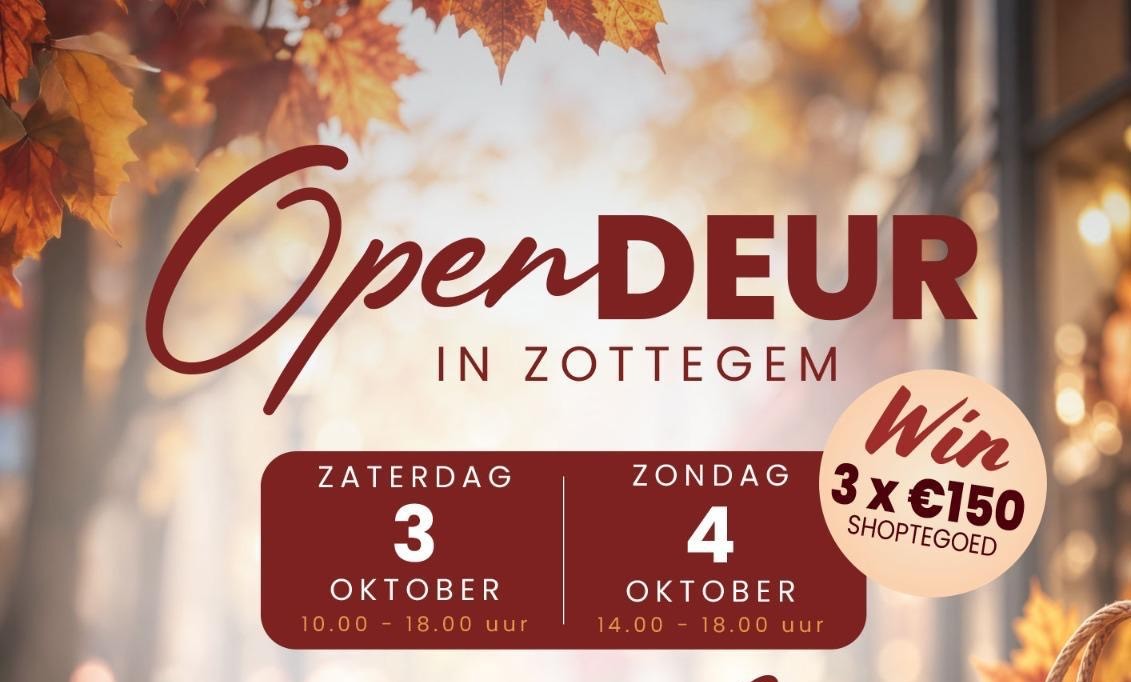 Kom tijdens het weekend van de klant naar Zottegem voor een gezellig herfst-opendeurweekend, vol beleving, animatie én kans op € 150 shoptegoed!